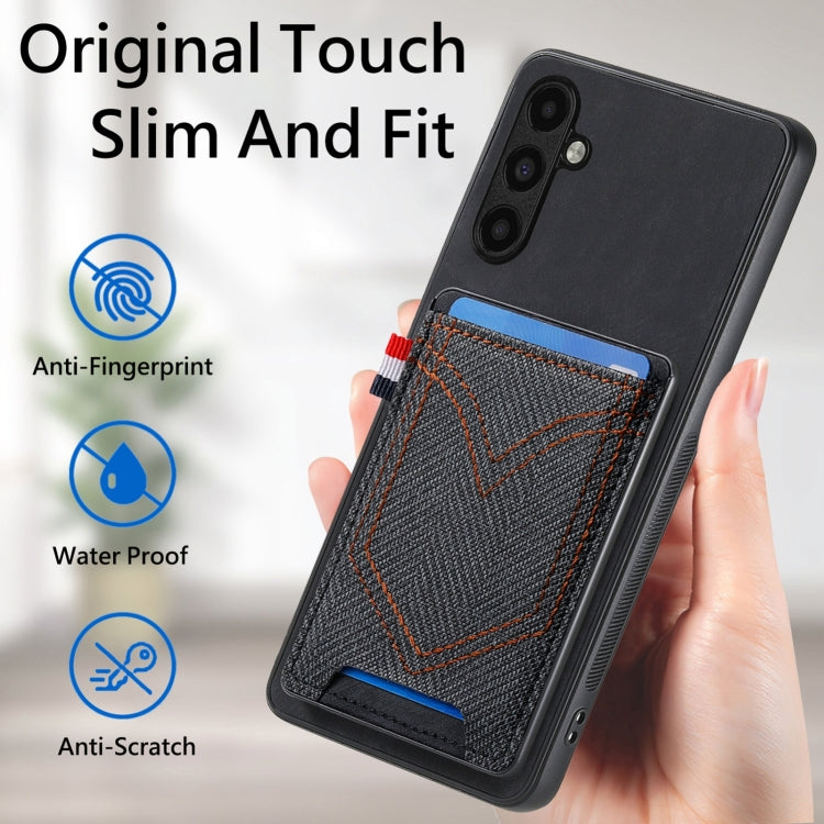 Denim Texture Leather Skin Phone Case with Card Slot, Compatible with Samsung Galaxy S24 Ultra 5G