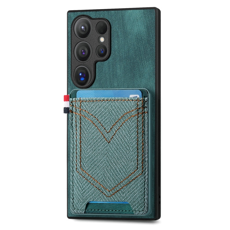 Denim Texture Leather Skin Phone Case with Card Slot, Compatible with Samsung Galaxy S24 Ultra 5G
