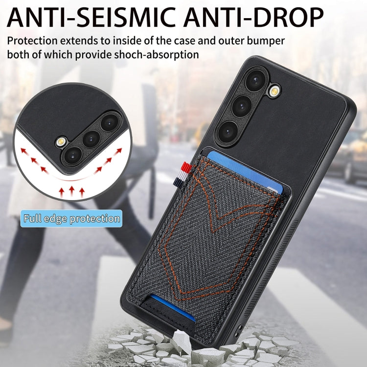Denim Texture Leather Skin Phone Case with Card Slot, Compatible with Samsung Galaxy S25 5G