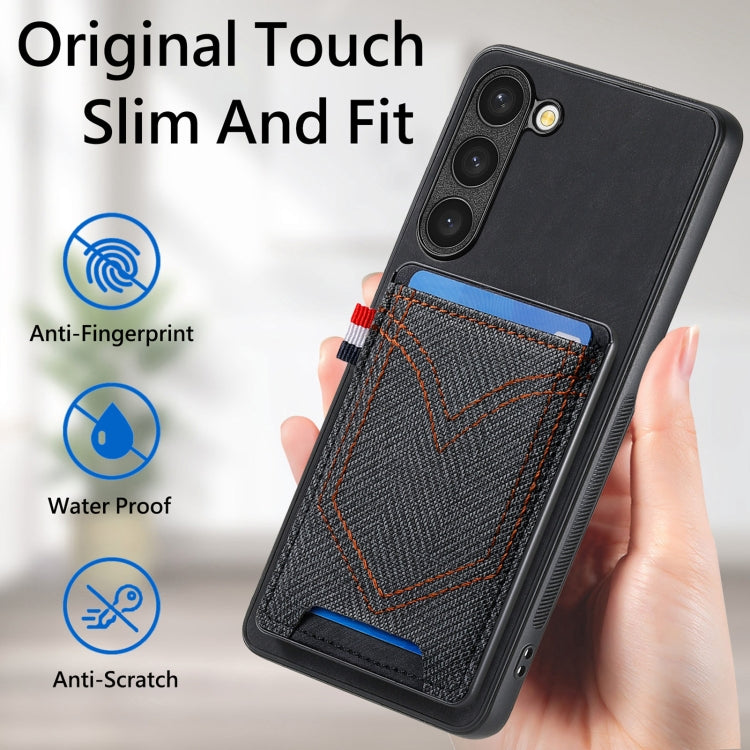 Denim Texture Leather Skin Phone Case with Card Slot, Compatible with Samsung Galaxy S25 5G