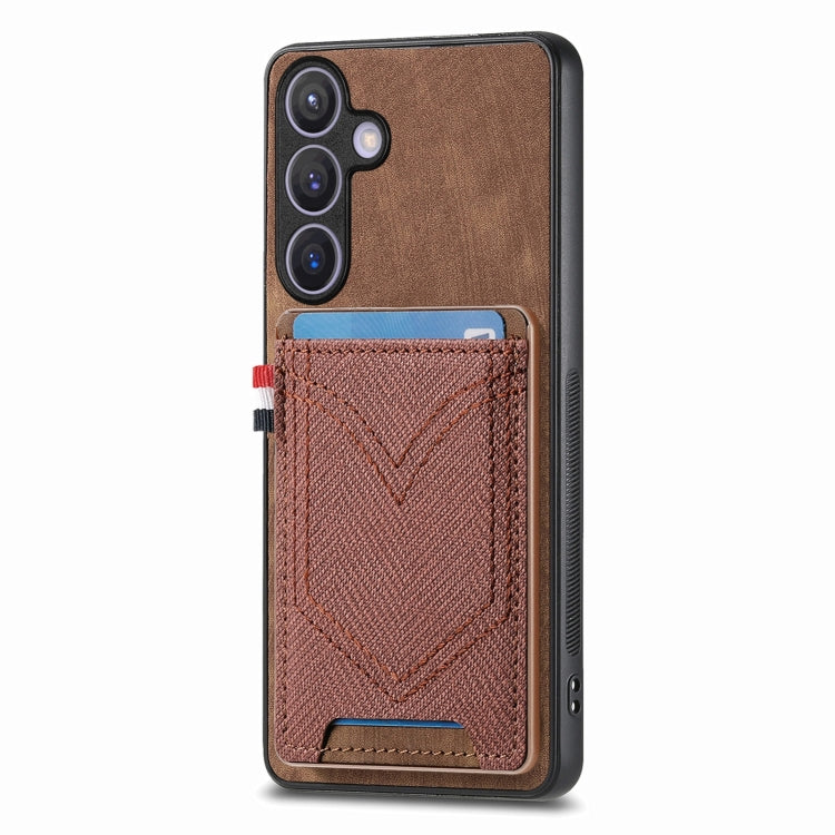 Denim Texture Leather Skin Phone Case with Card Slot, Compatible with Samsung Galaxy S25 5G