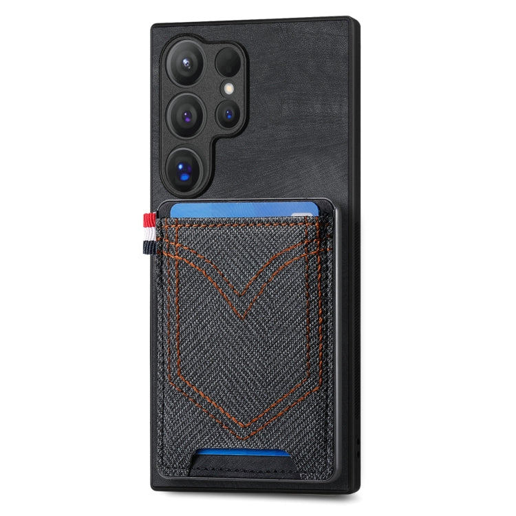 Denim Texture Leather Skin Phone Case with Card Slot, Compatible with Samsung Galaxy S25 Ultra 5G