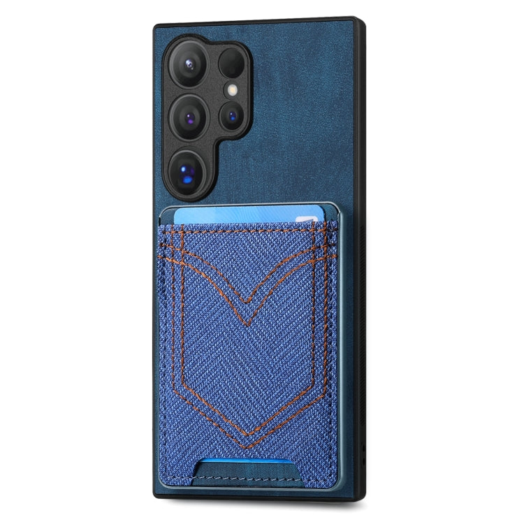 Denim Texture Leather Skin Phone Case with Card Slot, Compatible with Samsung Galaxy S25 Ultra 5G