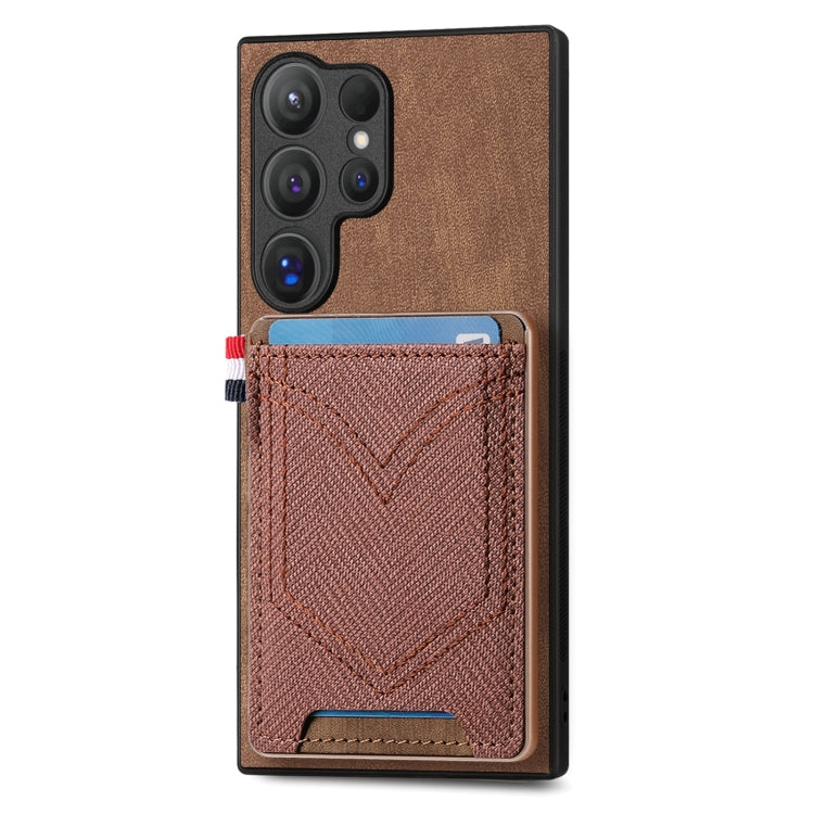Denim Texture Leather Skin Phone Case with Card Slot, Compatible with Samsung Galaxy S25 Ultra 5G
