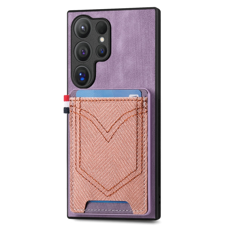 Denim Texture Leather Skin Phone Case with Card Slot, Compatible with Samsung Galaxy S25 Ultra 5G