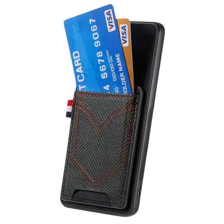 Denim Texture Leather Skin Phone Case with Card Slot, Compatible with Samsung Galaxy S25 Edge 5G