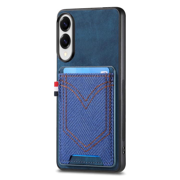Denim Texture Leather Skin Phone Case with Card Slot, Compatible with Samsung Galaxy S25 Edge 5G
