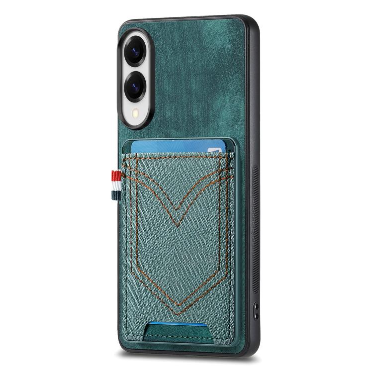 Denim Texture Leather Skin Phone Case with Card Slot, Compatible with Samsung Galaxy S25 Edge 5G