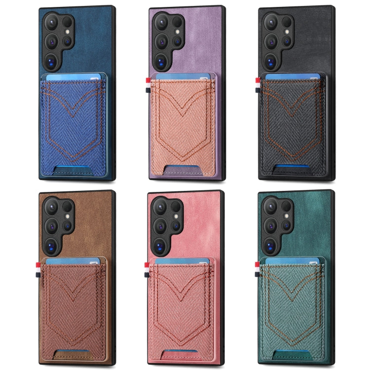 Denim Texture Leather Skin Phone Case with Card Slot, Compatible with Samsung Galaxy S25 5G