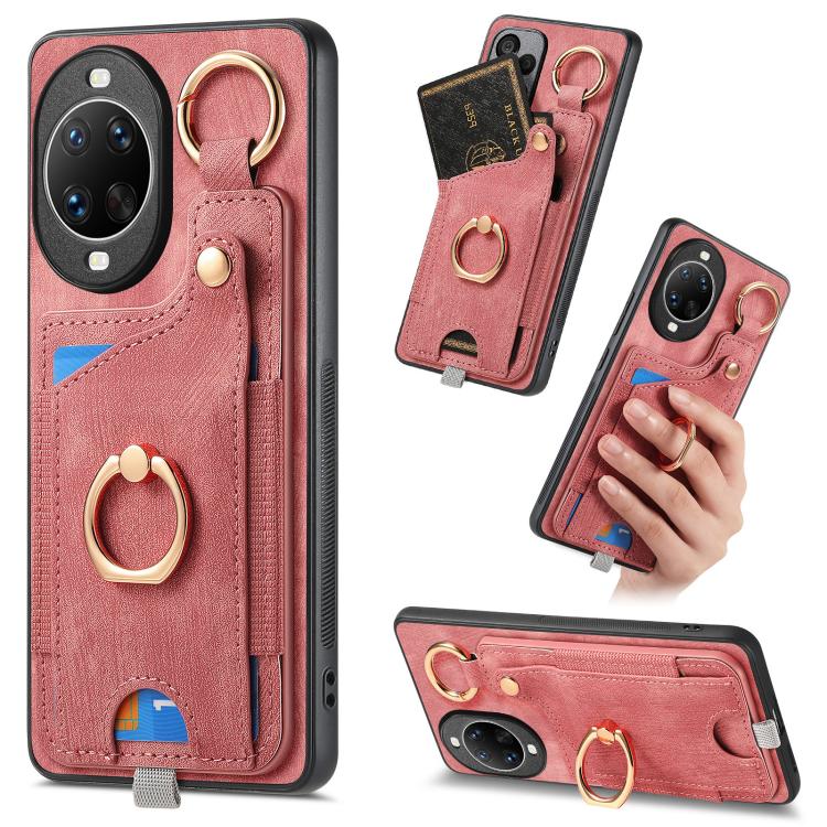 Retro Skin-feel Ring Card Bag Phone Case with Hang Loop, Compatible with Huawei nova 14 Ultra