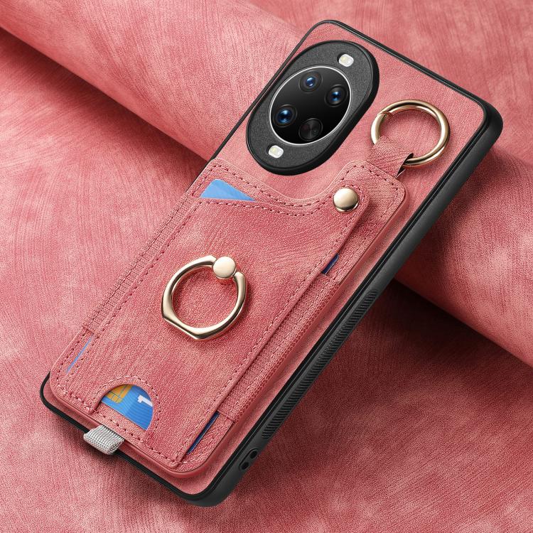 Retro Skin-feel Ring Card Bag Phone Case with Hang Loop, Compatible with Huawei nova 14 Ultra