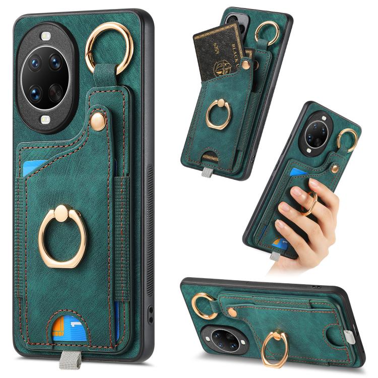 Retro Skin-feel Ring Card Bag Phone Case with Hang Loop, Compatible with Huawei nova 14 Ultra