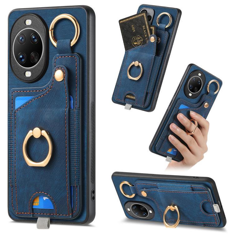 Retro Skin-feel Ring Card Bag Phone Case with Hang Loop, Compatible with Huawei nova 14 Ultra