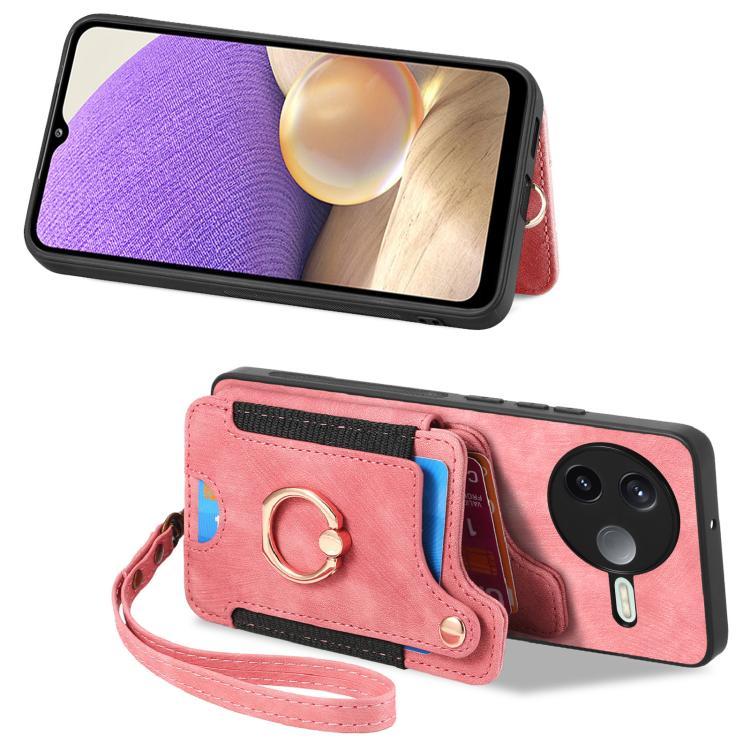 Retro Skin-feel Ring Multi-card RFID Wallet Phone Case