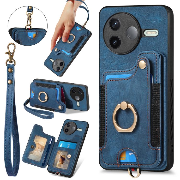 Retro Skin-feel Ring Multi-card RFID Wallet Phone Case