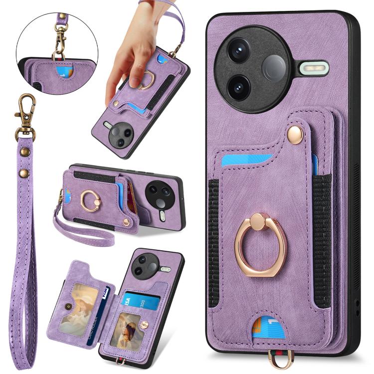Retro Skin-feel Ring Multi-card RFID Wallet Phone Case