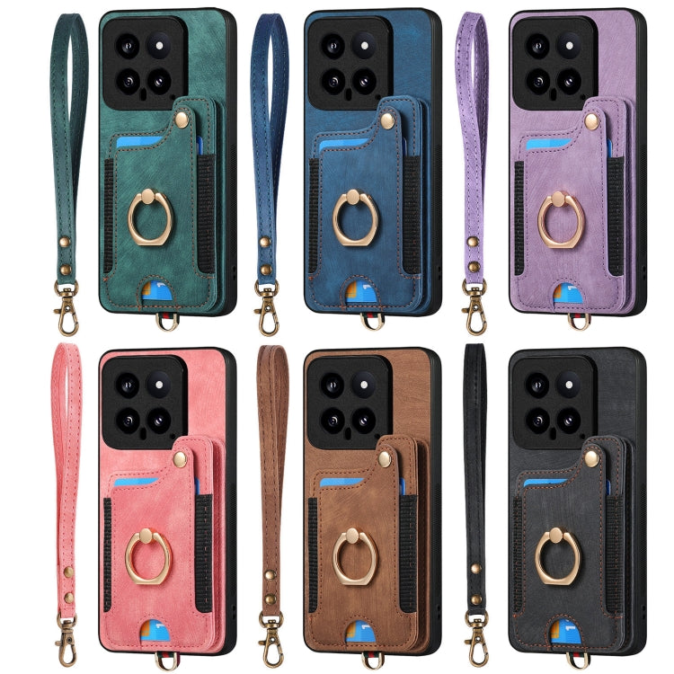 Retro Skin-feel Ring Multi-card RFID Wallet Phone Case
