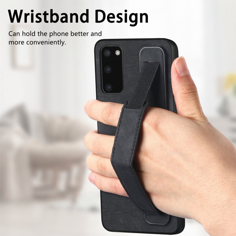 Retro Wristband Holder Leather Back Phone Case, Compatible with Samsung Galaxy S20
