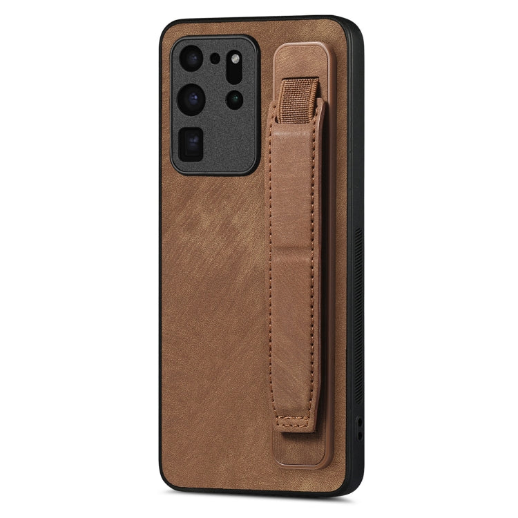 Retro Wristband Holder Leather Back Phone Case, Compatible with Samsung Galaxy S20 Ultra 5G