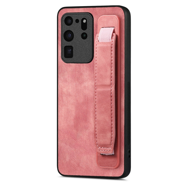 Retro Wristband Holder Leather Back Phone Case, Compatible with Samsung Galaxy S20 Ultra 5G