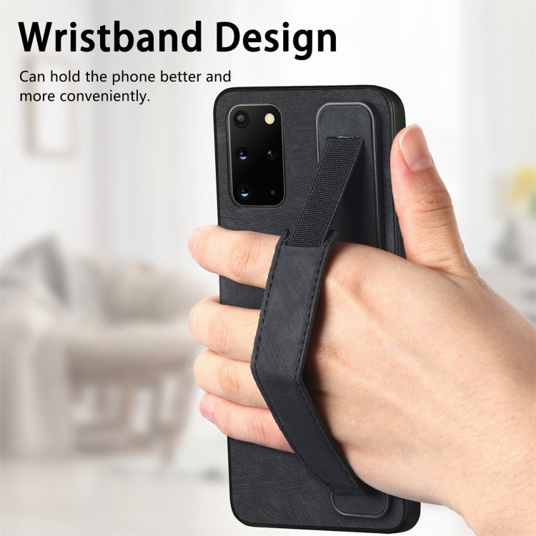 Retro Wristband Holder Leather Back Phone Case, Compatible with Samsung Galaxy S20+