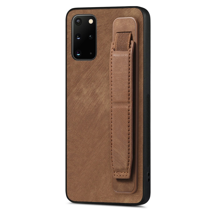 Retro Wristband Holder Leather Back Phone Case, Compatible with Samsung Galaxy S20+