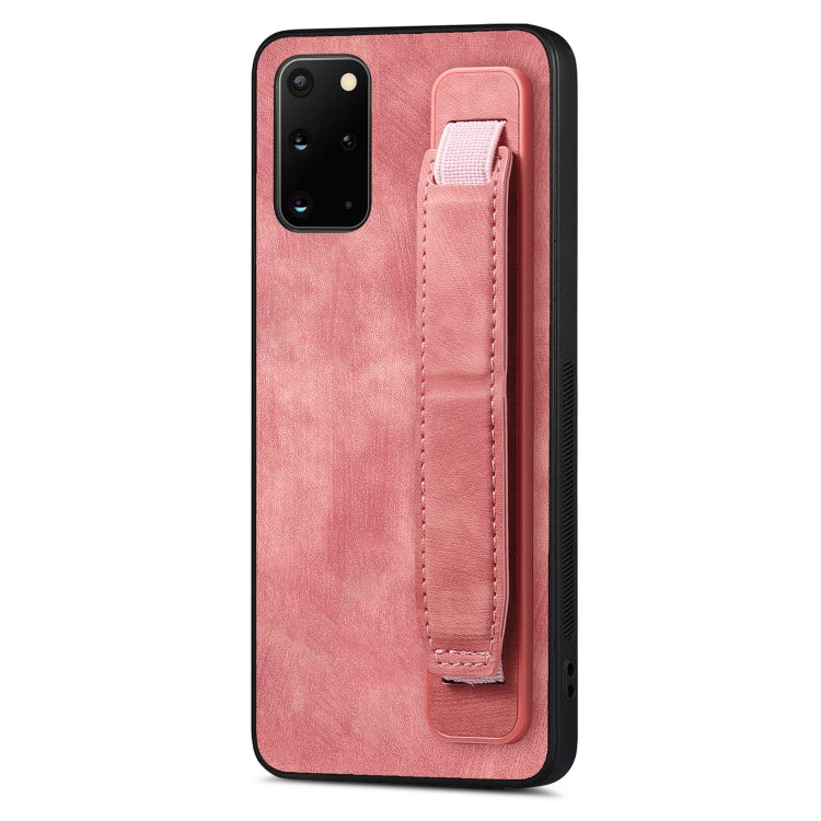 Retro Wristband Holder Leather Back Phone Case, Compatible with Samsung Galaxy S20+