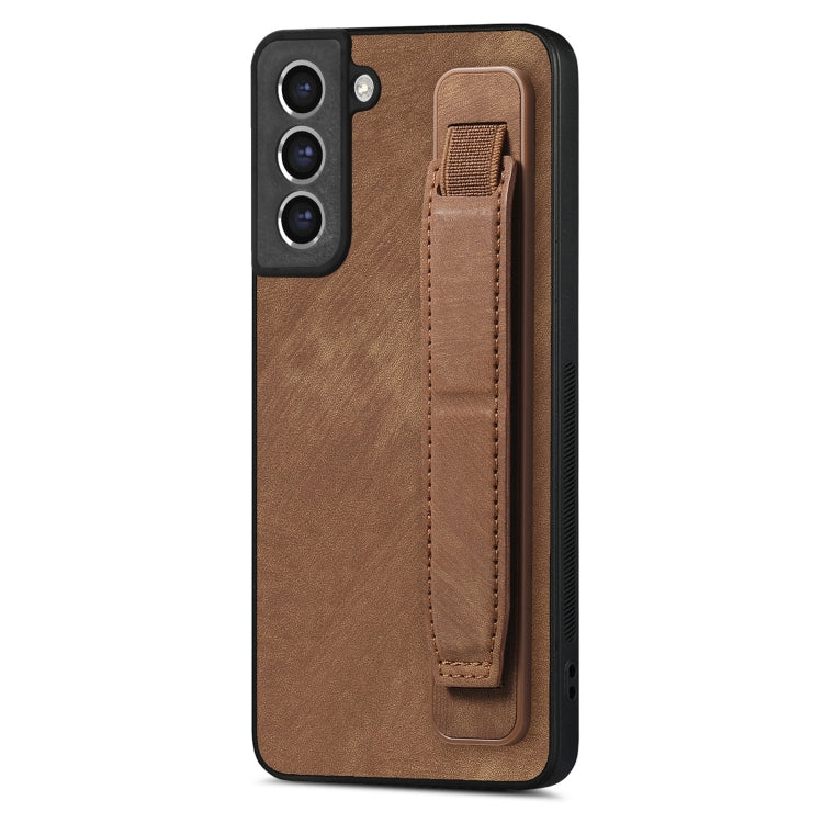Retro Wristband Holder Leather Back Phone Case, Compatible with Samsung Galaxy S21 FE 5G
