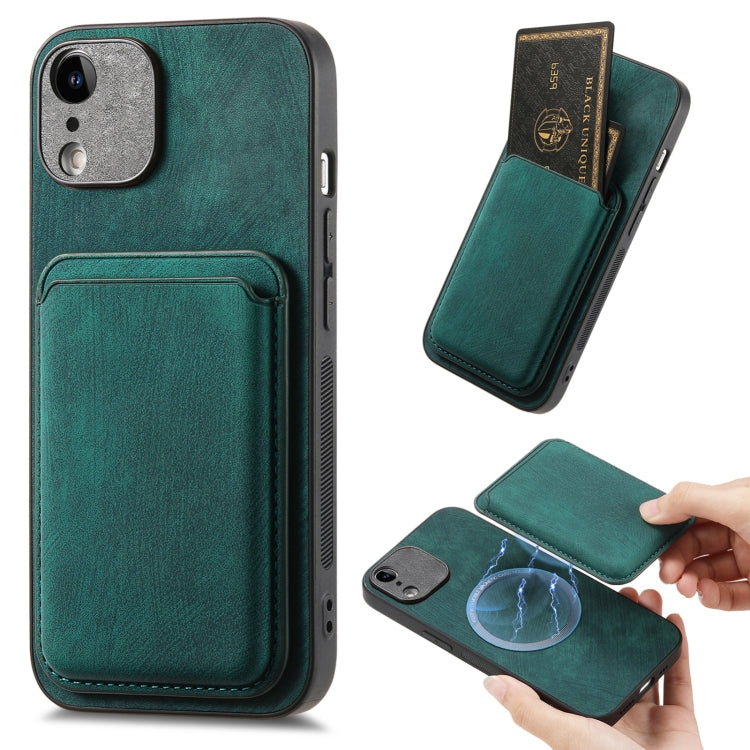 Retro Leather Card Bag Magnetic Phone Case, Compatible with iPhone XR