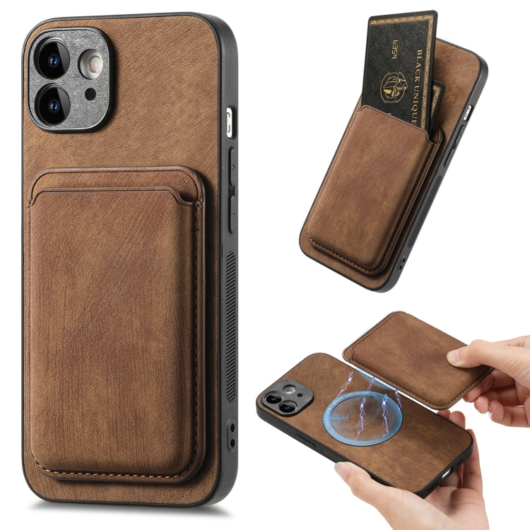 Retro Leather Card Bag Magnetic Phone Case, Compatible with iPhone 12