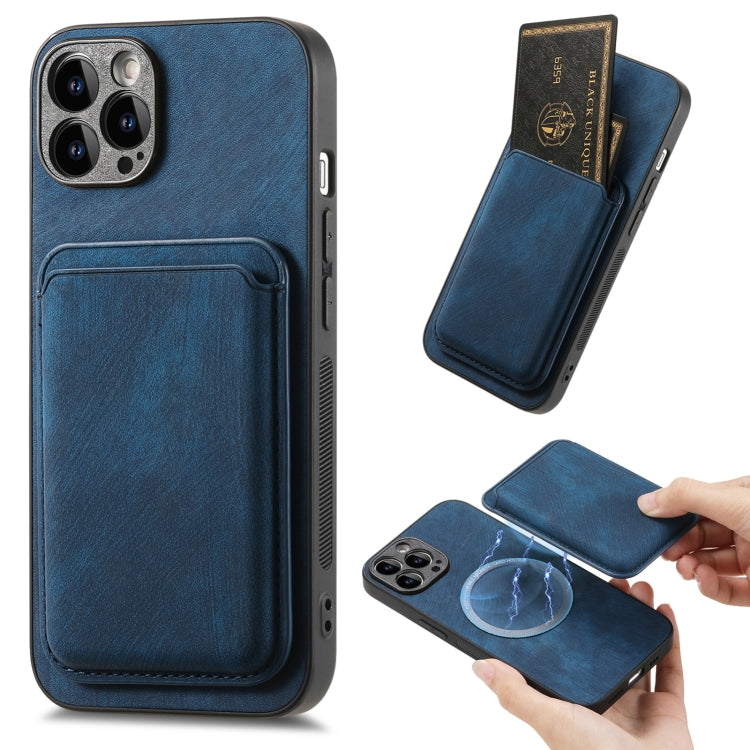 Retro Leather Card Bag Magnetic Phone Case, Compatible with iPhone 13 Pro