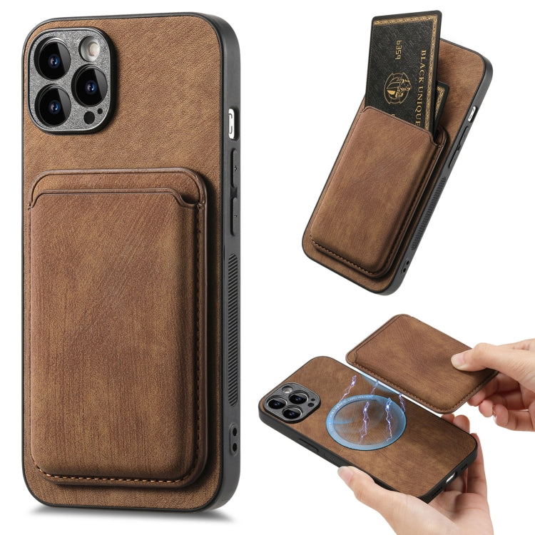 Retro Leather Card Bag Magnetic Phone Case, Compatible with iPhone 14 Pro Max