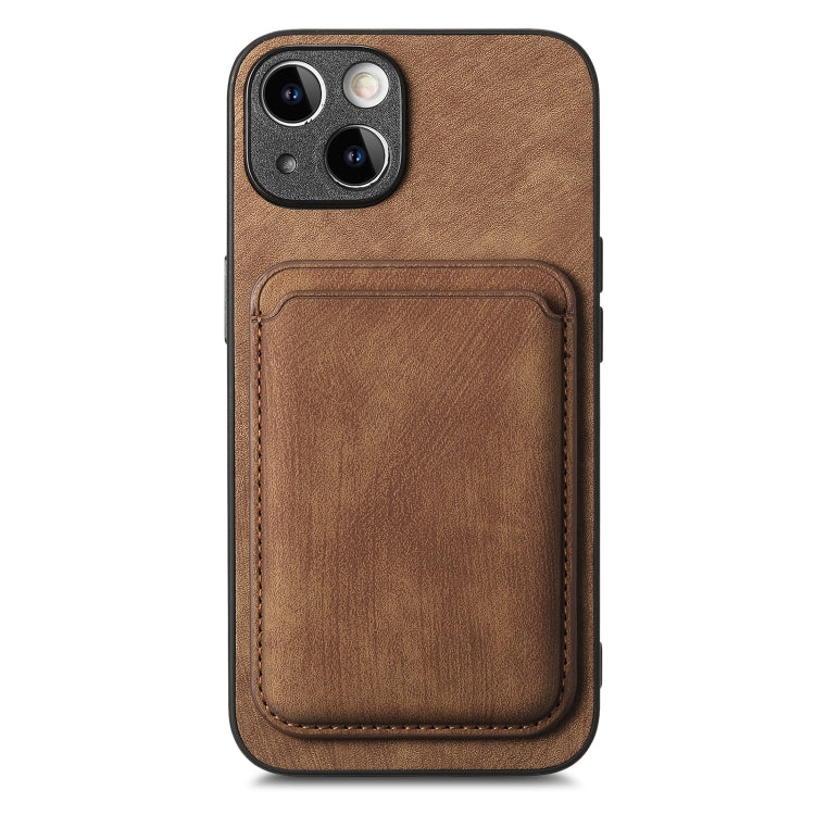 Retro Leather Card Bag Magnetic Phone Case, Compatible with iPhone 15 Pro Max