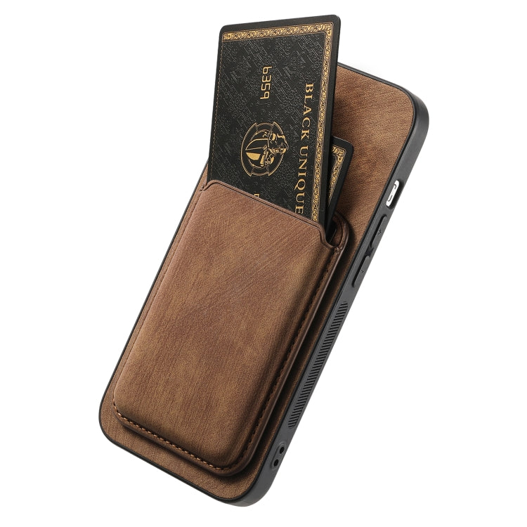 Retro Leather Card Bag Magnetic Phone Case, Compatible with iPhone 15 Pro Max