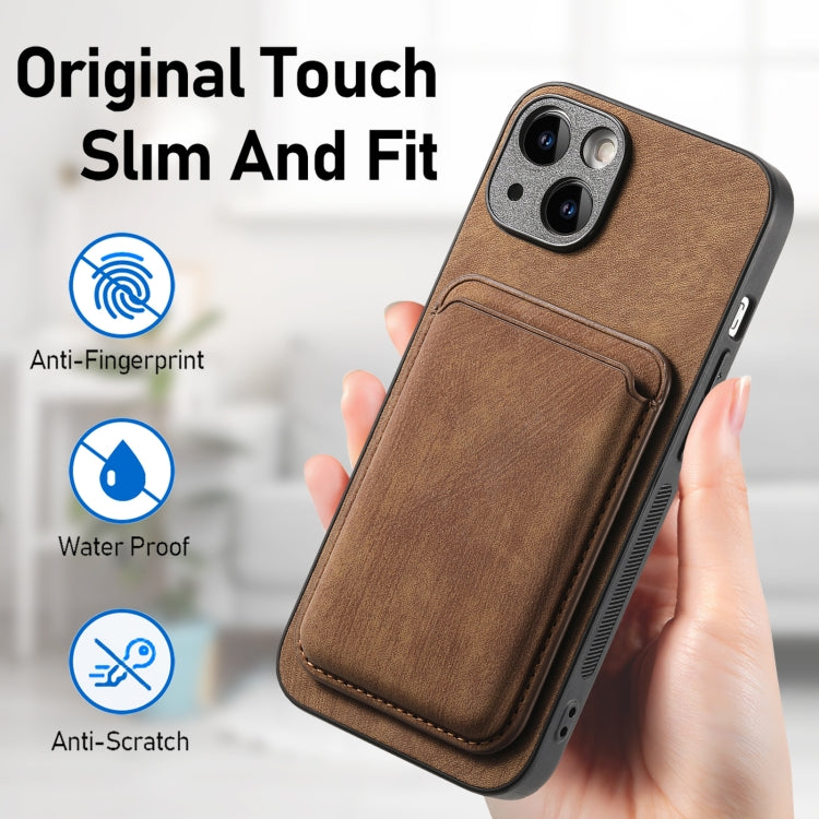 Retro Leather Card Bag Magnetic Phone Case, Compatible with iPhone 15 Pro Max