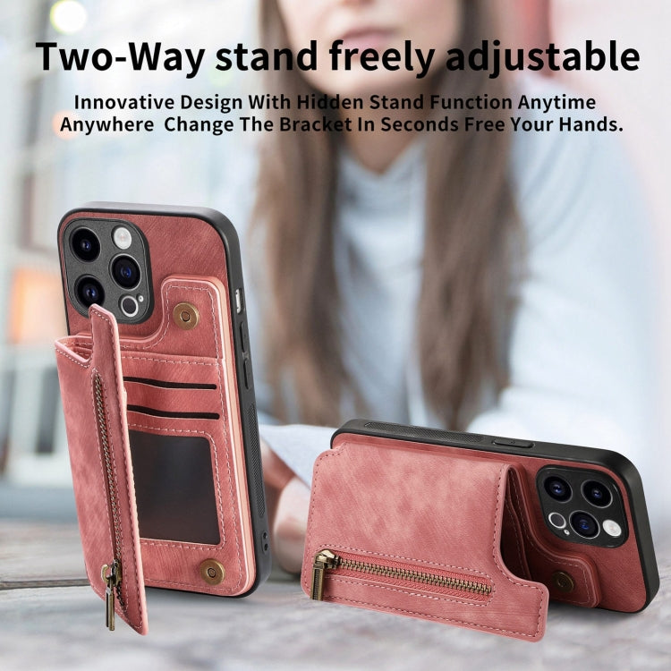 Retro Leather Zipper Wallet Back Phone Case