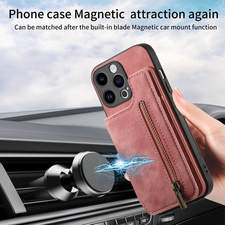 Retro Leather Zipper Wallet Back Phone Case