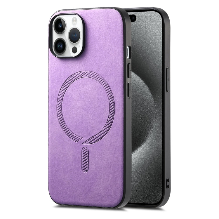 Solid Color Retro Magsafe PU Back Cover Phone Case, Compatible with iPhone 15 Pro Max