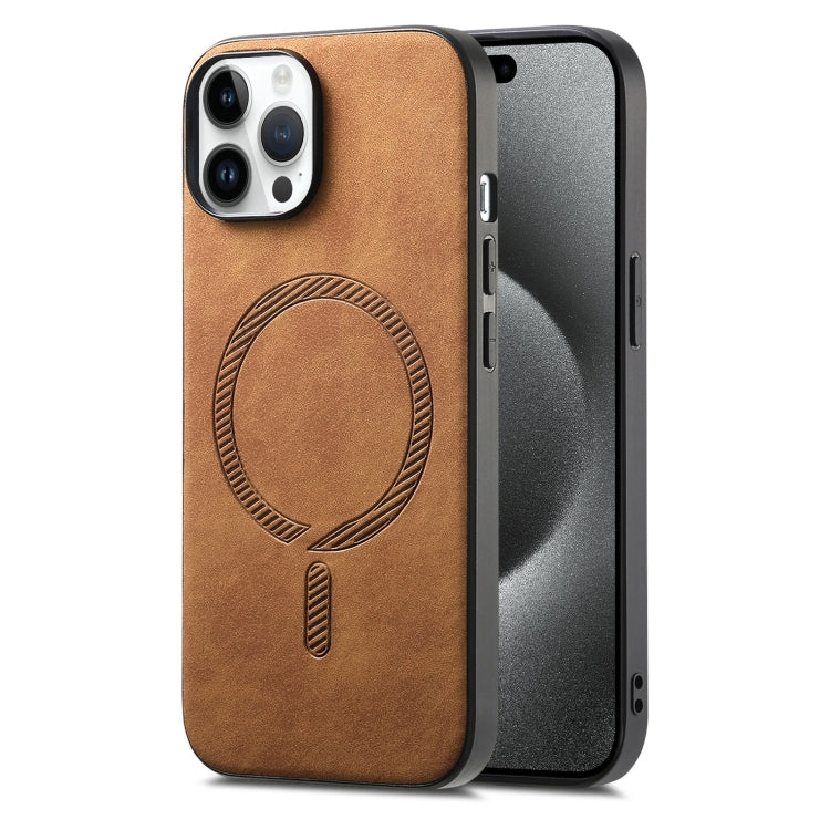 Solid Color Retro Magsafe PU Back Cover Phone Case, Compatible with iPhone 15 Pro Max