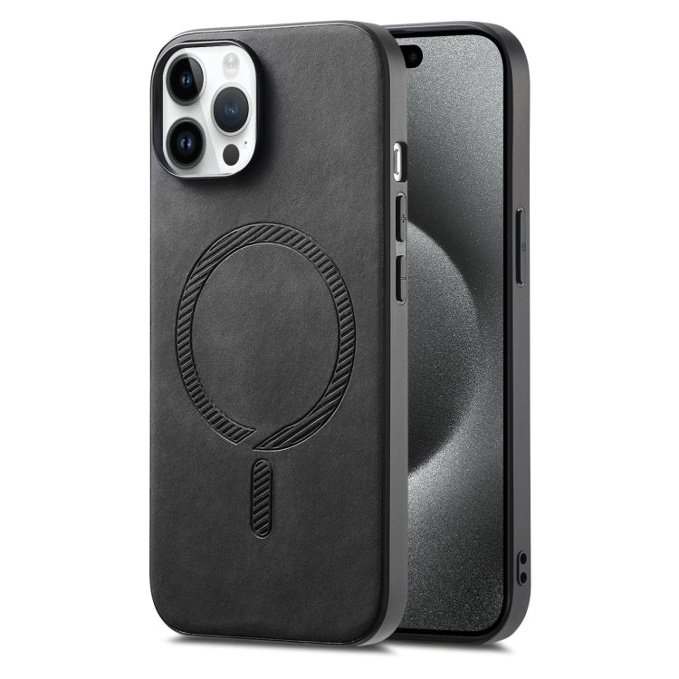 Solid Color Retro Magsafe PU Back Cover Phone Case, Compatible with iPhone 15 Pro Max