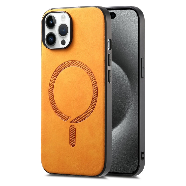 Solid Color Retro Magsafe PU Back Cover Phone Case, Compatible with iPhone 15 Pro Max