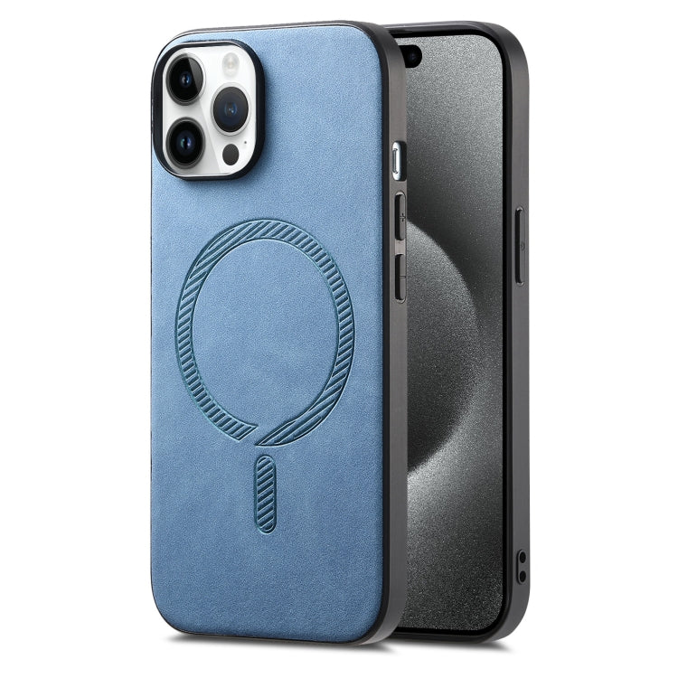 Solid Color Retro Magsafe PU Back Cover Phone Case, Compatible with iPhone 15 Pro Max