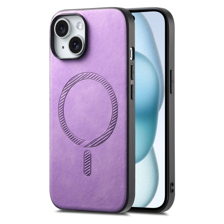 Solid Color Retro Magsafe PU Back Cover Phone Case, Compatible with iPhone 15
