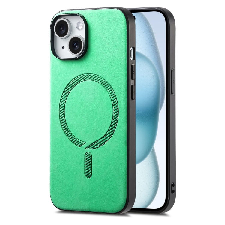 Solid Color Retro Magsafe PU Back Cover Phone Case, Compatible with iPhone 15