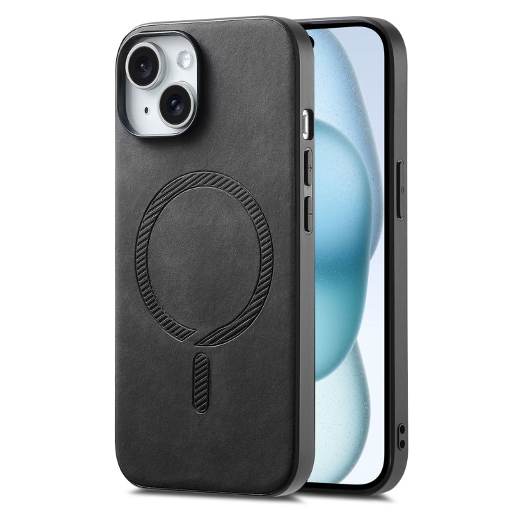 Solid Color Retro Magsafe PU Back Cover Phone Case, Compatible with iPhone 15