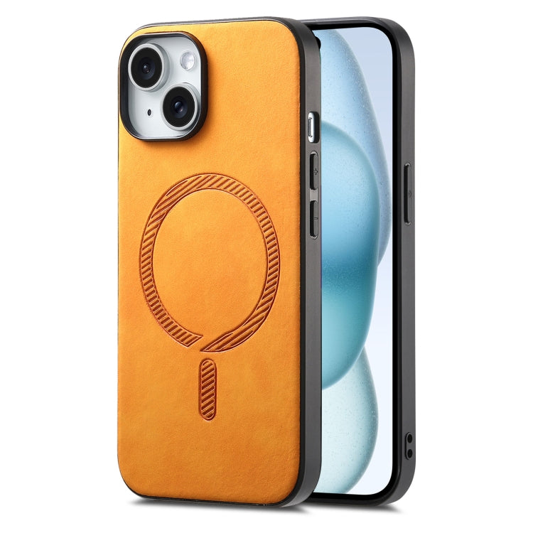 Solid Color Retro Magsafe PU Back Cover Phone Case, Compatible with iPhone 15