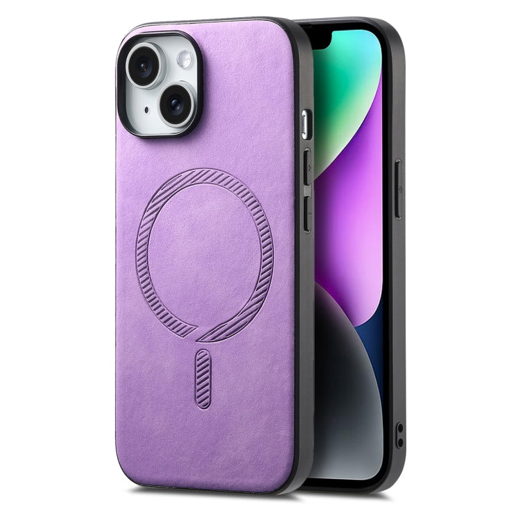 Solid Color Retro Magsafe PU Back Cover Phone Case, Compatible with iPhone 14