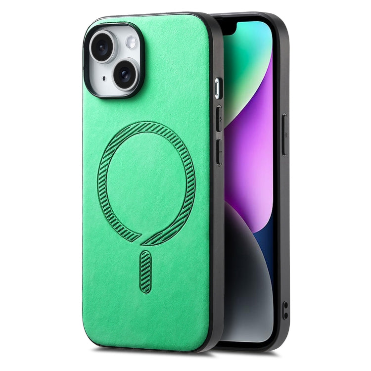 Solid Color Retro Magsafe PU Back Cover Phone Case, Compatible with iPhone 14