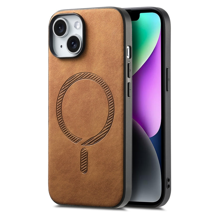 Solid Color Retro Magsafe PU Back Cover Phone Case, Compatible with iPhone 14