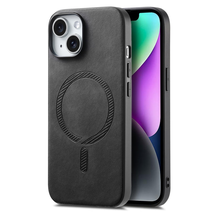 Solid Color Retro Magsafe PU Back Cover Phone Case, Compatible with iPhone 14